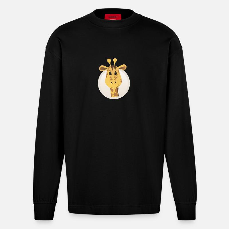 giraffe - Heavyweight Oversized Organic Langarmshirt Made in EU - SOLID BLACK