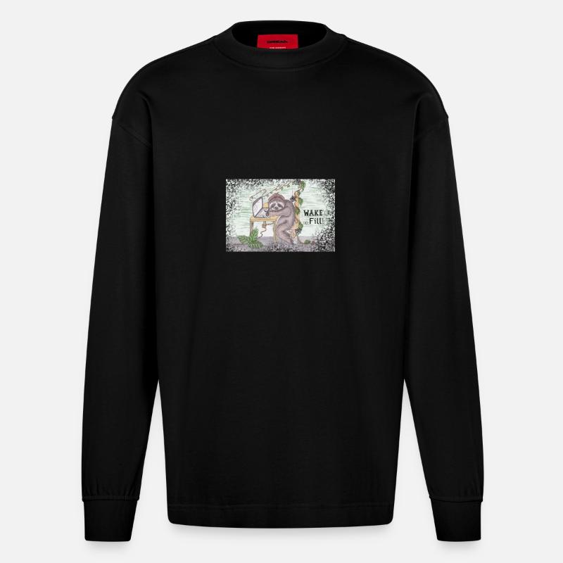 Fill at WORK - Heavyweight Oversized Organic Langarmshirt Made in EU - SOLID BLACK