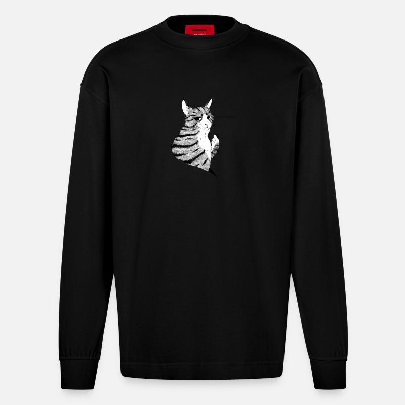 schlechte Kätzchen - Heavyweight Oversized Organic Langarmshirt Made in EU - SOLID BLACK
