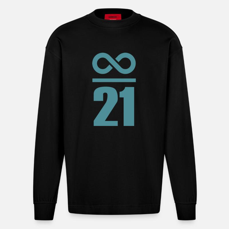 Unendlich durch 21 Millionen Bitcoin - Heavyweight Oversized Organic Langarmshirt Made in EU - SOLID BLACK