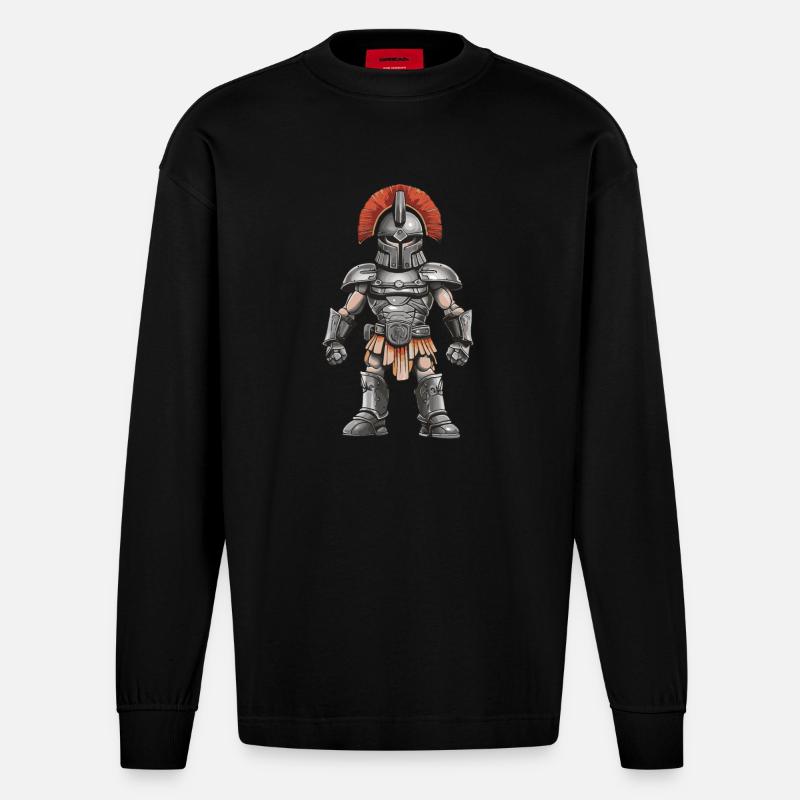 Spartaner Gladiator - Heavyweight Oversized Organic Langarmshirt Made in EU - SOLID BLACK