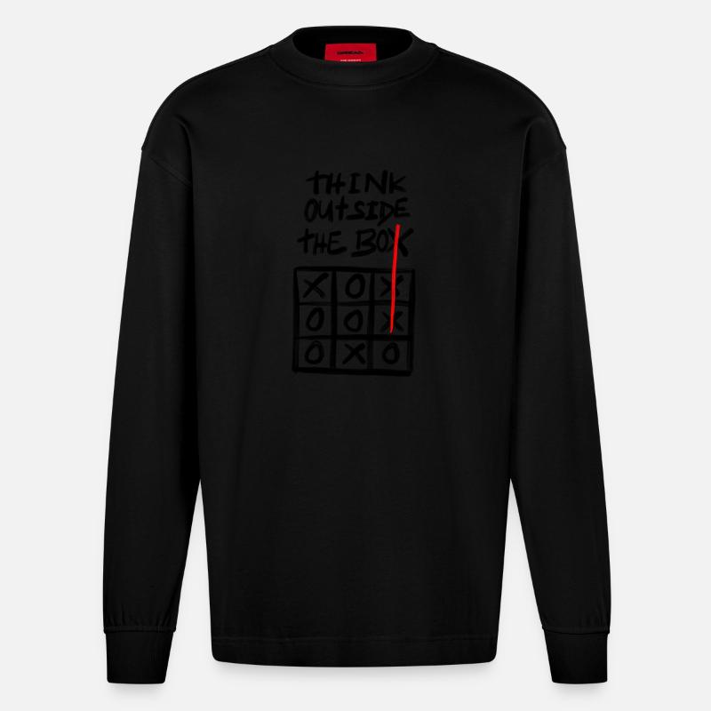 think outside the box - Heavyweight Oversized Organic Langarmshirt Made in EU - SOLID BLACK
