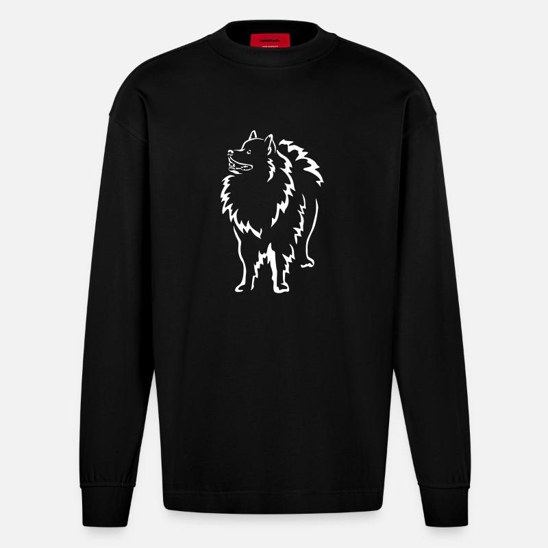 Wolfsspitz "Black Edition" - Heavyweight Oversized Organic Langarmshirt Made in EU - SOLID BLACK