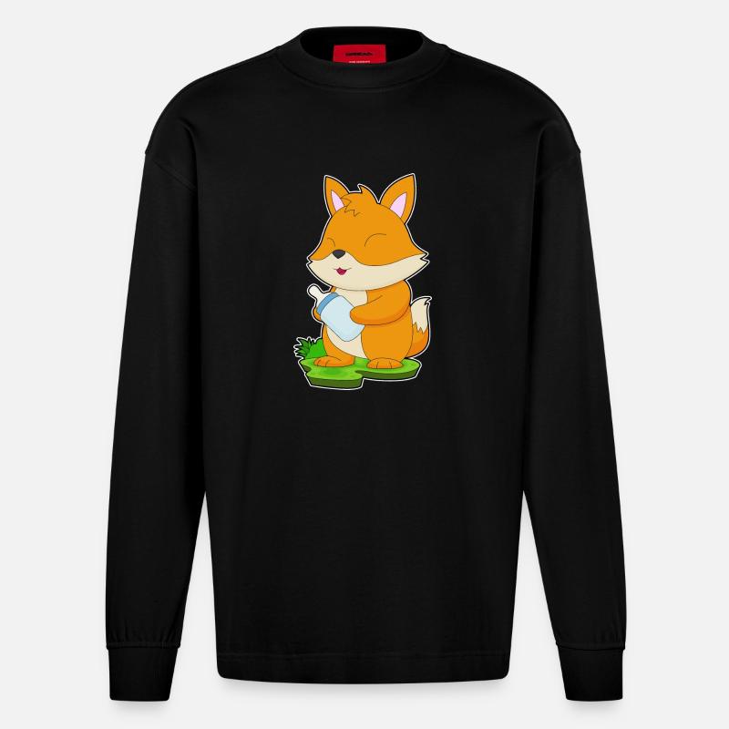 Biberon Fox - Manches longues bio épais oversize fabriqué en UE - SOLID BLACK