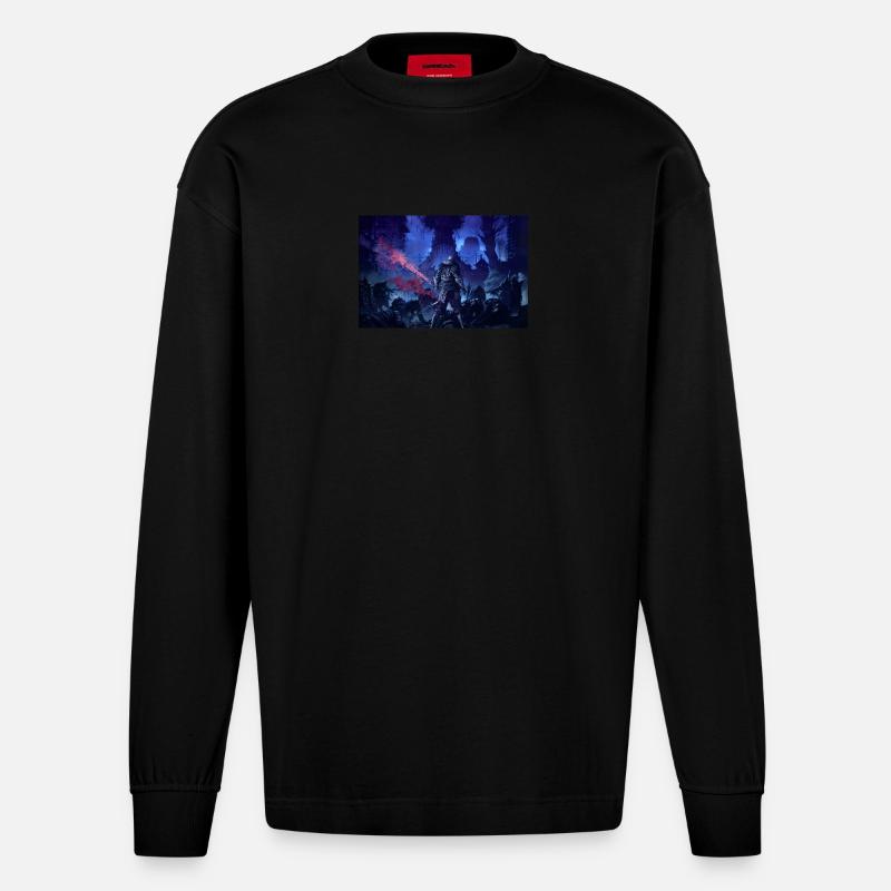 Le cimetière - Manches longues bio épais oversize fabriqué en UE - SOLID BLACK