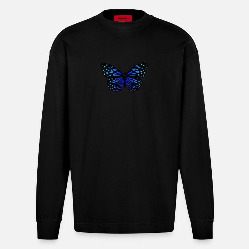 papillon - Manches longues bio épais oversize fabriqué en UE - SOLID BLACK