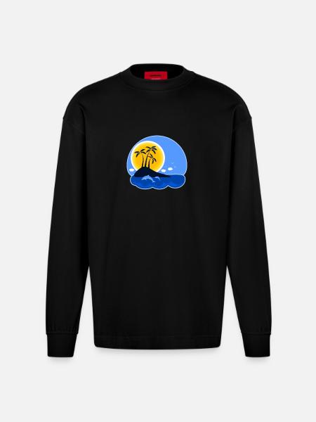 ferieø - Heavyweight oversized organic langærmet T-shirt made in EU - SOLID BLACK