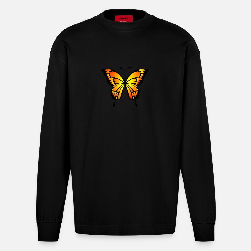 Schmetterling - Heavyweight Oversized Organic Langarmshirt Made in EU - SOLID BLACK