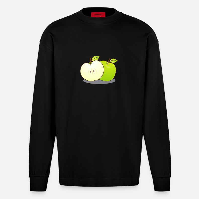 Äpfel - Heavyweight Oversized Organic Langarmshirt Made in EU - SOLID BLACK