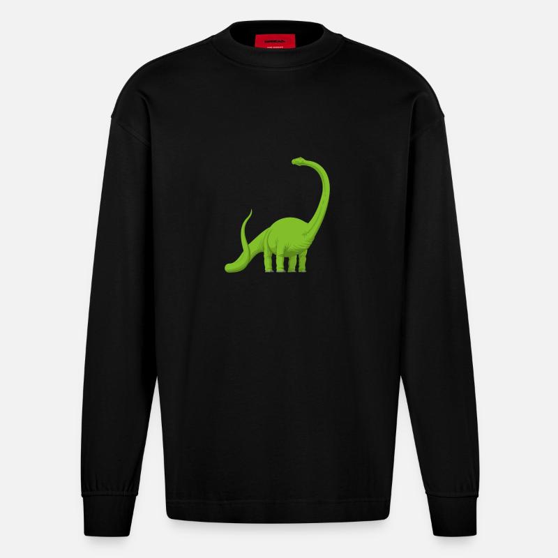 Dinosaurier: Comic Diplodocus - Heavyweight Oversized Organic Langarmshirt Made in EU - SOLID BLACK