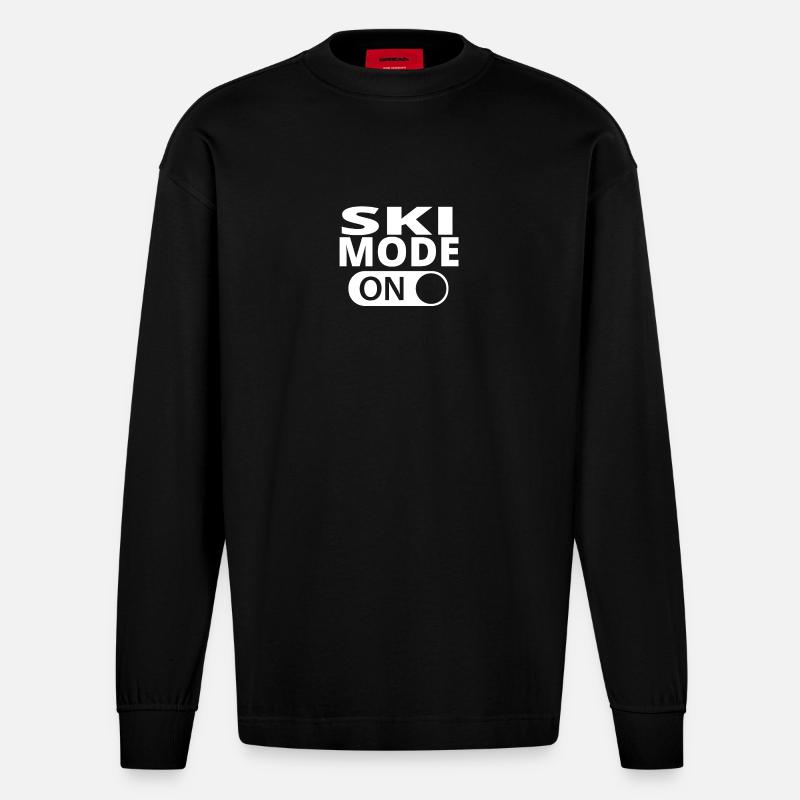 MODE ON SKI - Heavyweight Oversized Organic Langarmshirt Made in EU - SOLID BLACK