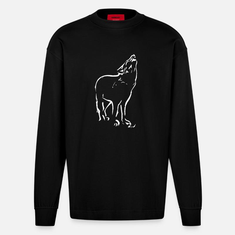 WOLF - Heavyweight Oversized Organic Langarmshirt Made in EU - SOLID BLACK