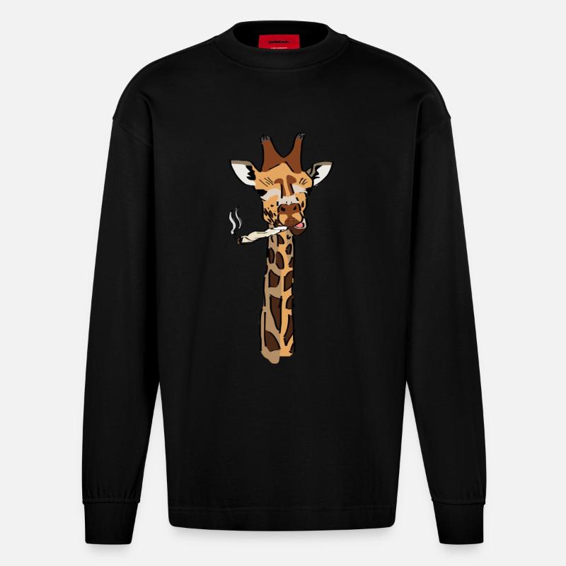 Psyche Girafe - Manches longues bio épais oversize fabriqué en UE - SOLID BLACK