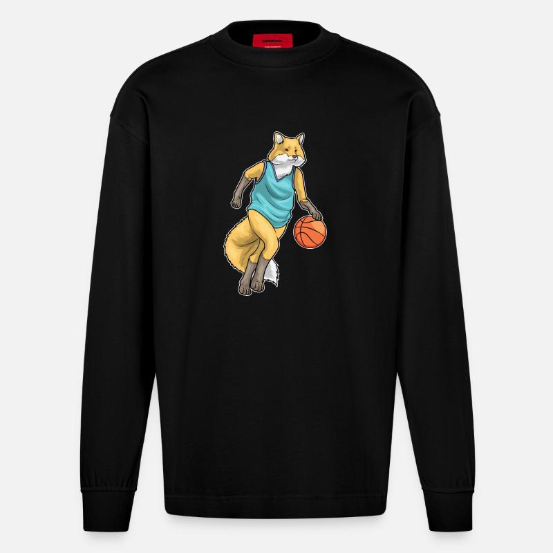 Fox Basketteur Basketteur - Manches longues bio épais oversize fabriqué en UE - SOLID BLACK