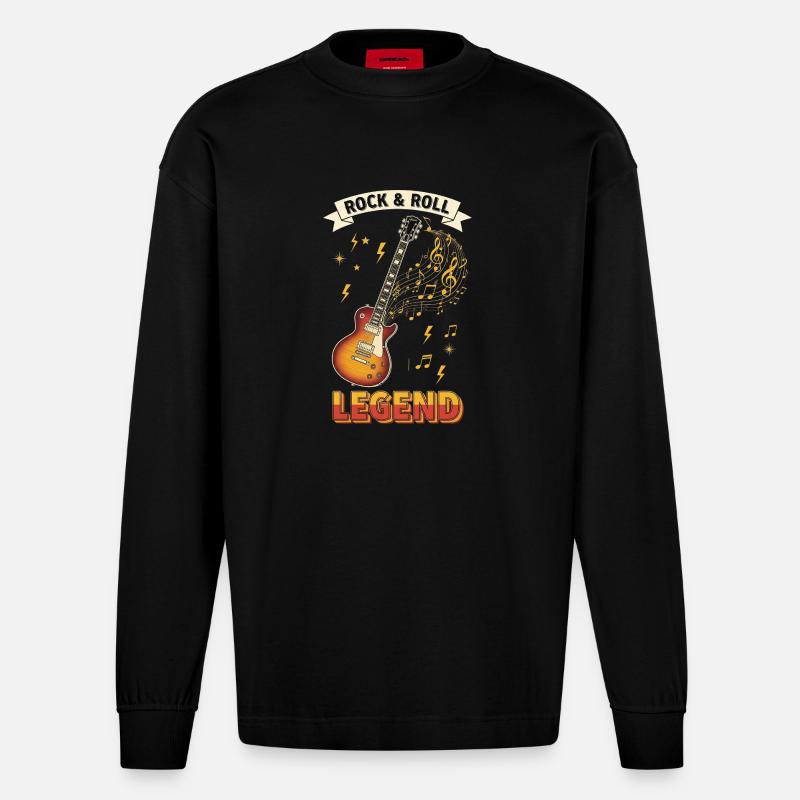 Rock & roll legend - Heavyweight Oversized Organic Langarmshirt Made in EU - SOLID BLACK