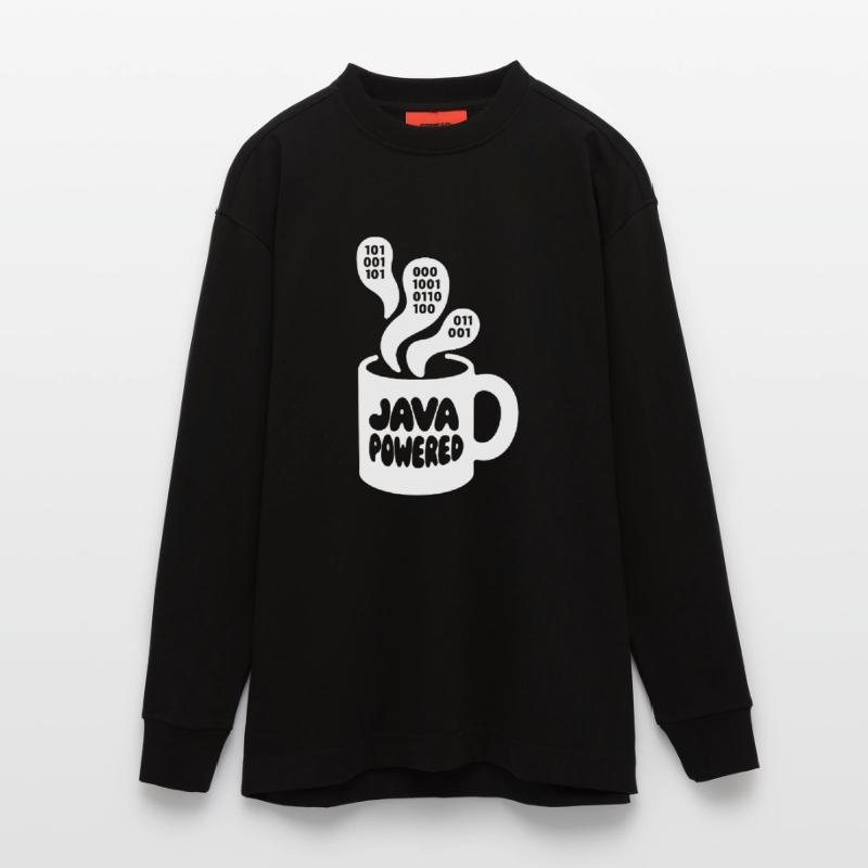 Java Powered Mug: Binary Steam Heavyweight Oversized Organic Longsleeve Shirt Made in EU