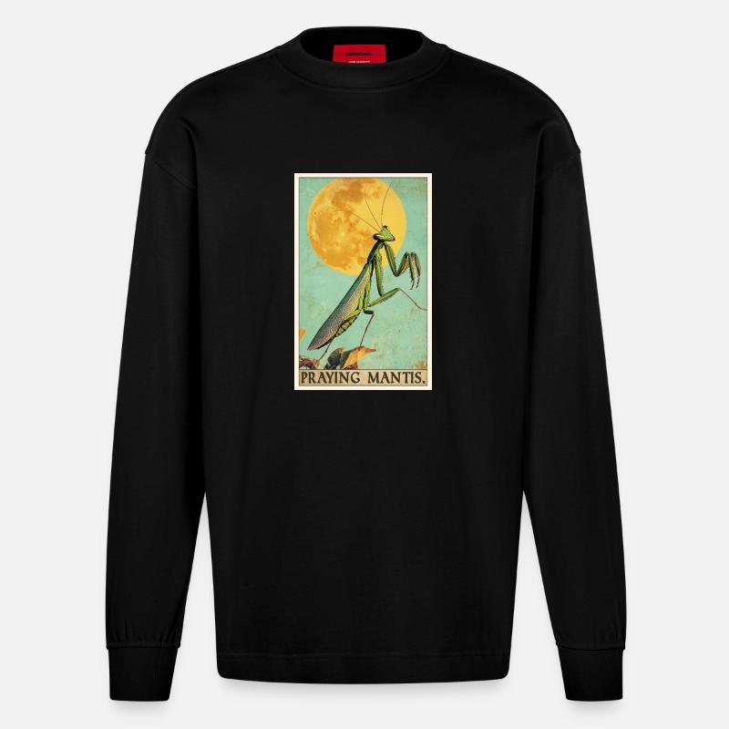 Gottesanbeterinnen Gottesanbeterin - Heavyweight Oversized Organic Langarmshirt Made in EU - SOLID BLACK
