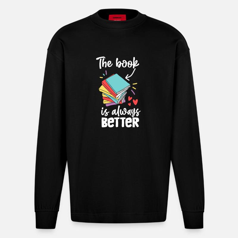 Das Buch ist immer besser - Heavyweight Oversized Organic Langarmshirt Made in EU - SOLID BLACK