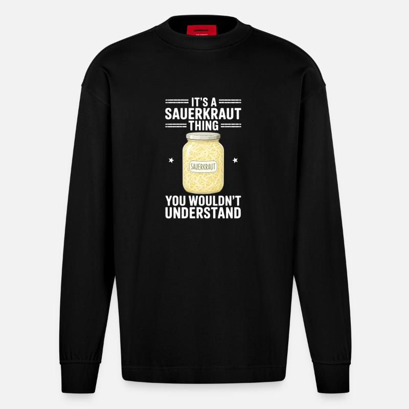 Cadeau de choucroute - Manches longues bio épais oversize fabriqué en UE - SOLID BLACK