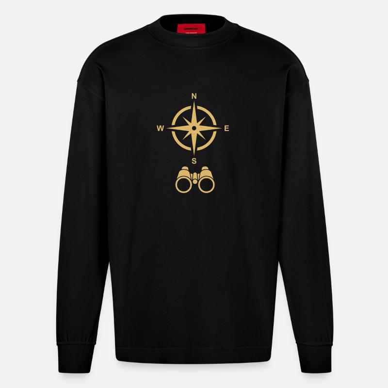 Kompass Design - Heavyweight Oversized Organic Langarmshirt Made in EU - SOLID BLACK
