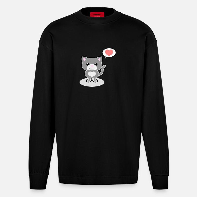 chat doux - Manches longues bio épais oversize fabriqué en UE - SOLID BLACK