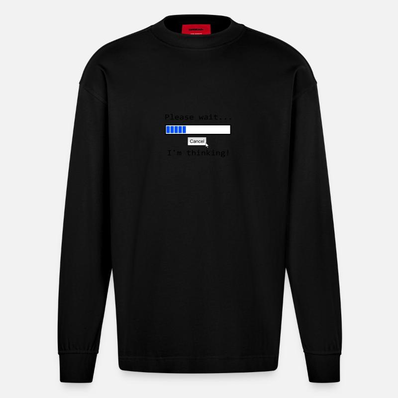 Ich denke nach - Heavyweight Oversized Organic Langarmshirt Made in EU - SOLID BLACK