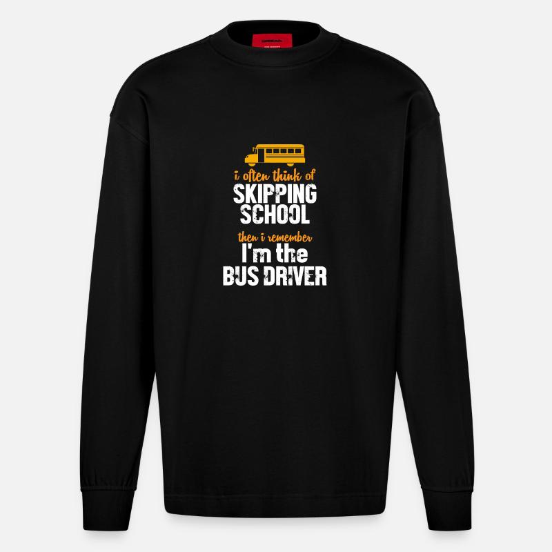 Schulbusfahrer Schulbus - Heavyweight Oversized Organic Langarmshirt Made in EU - SOLID BLACK