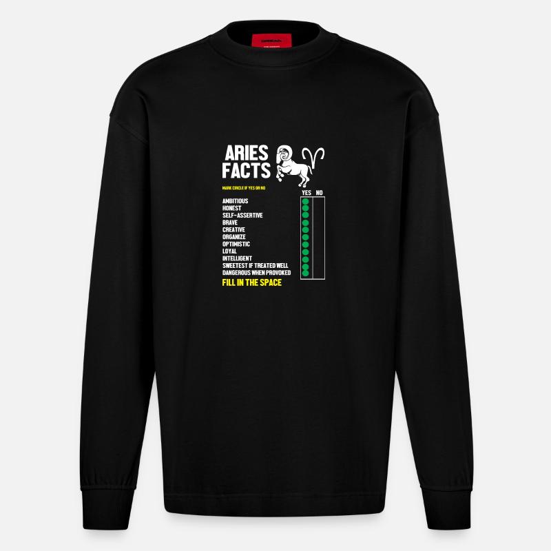 Sternzeichen Widder - Heavyweight Oversized Organic Langarmshirt Made in EU - SOLID BLACK