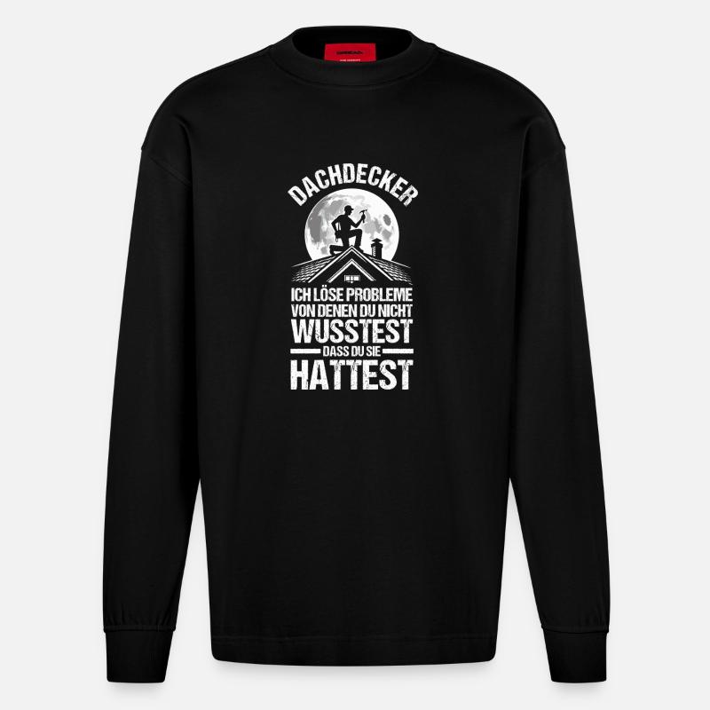 Dachdeckermeister Dachdecker - Heavyweight Oversized Organic Langarmshirt Made in EU - SOLID BLACK