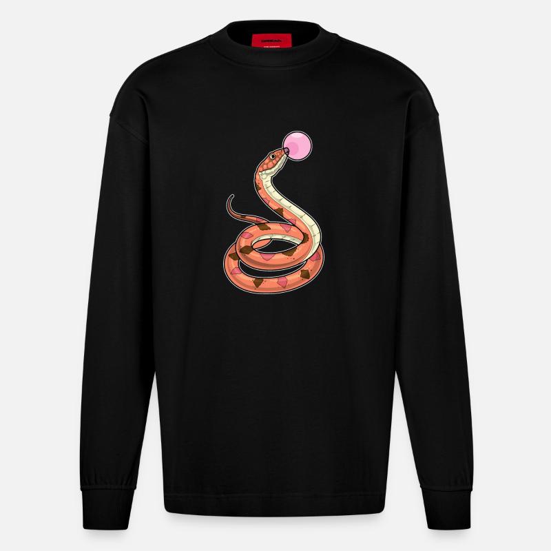 Chewing-gum serpent - Manches longues bio épais oversize fabriqué en UE - SOLID BLACK