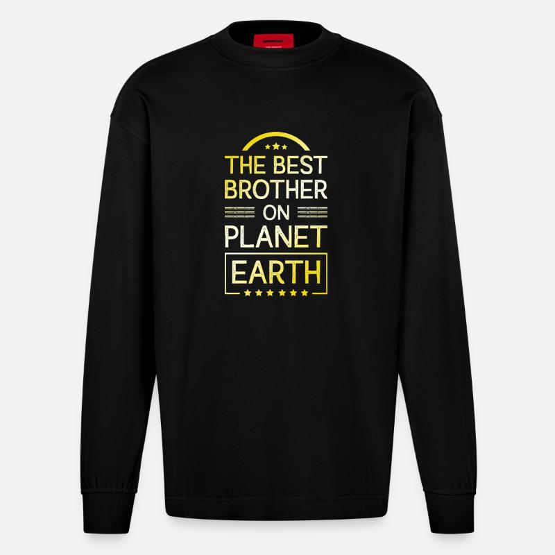 Bester Bruder Zitat - Heavyweight Oversized Organic Langarmshirt Made in EU - SOLID BLACK