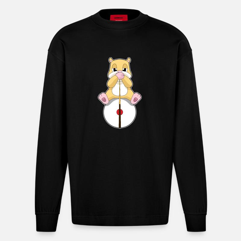 Hamster Billiard Queue Sport - Heavyweight Oversized Organic Langarmshirt Made in EU - SOLID BLACK