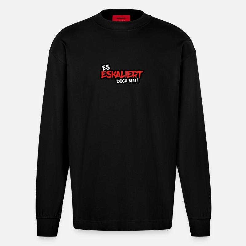 Il dégénère ehh MAIS! - Manches longues bio épais oversize fabriqué en UE - SOLID BLACK