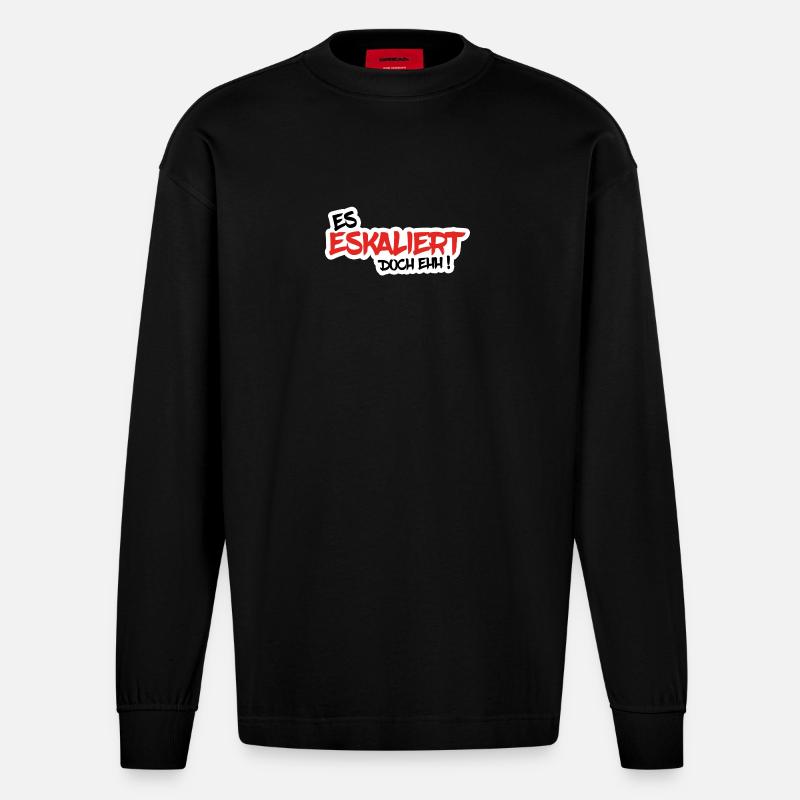 Il dégénère ehh MAIS! - Manches longues bio épais oversize fabriqué en UE - SOLID BLACK