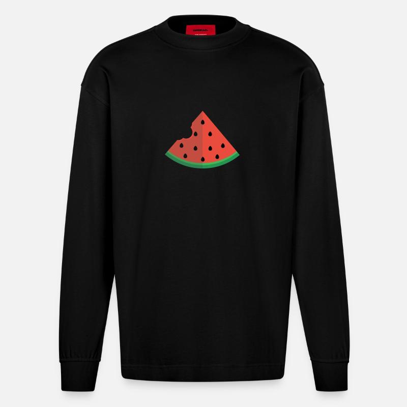 Une tranche de pastèque - Manches longues bio épais oversize fabriqué en UE - SOLID BLACK