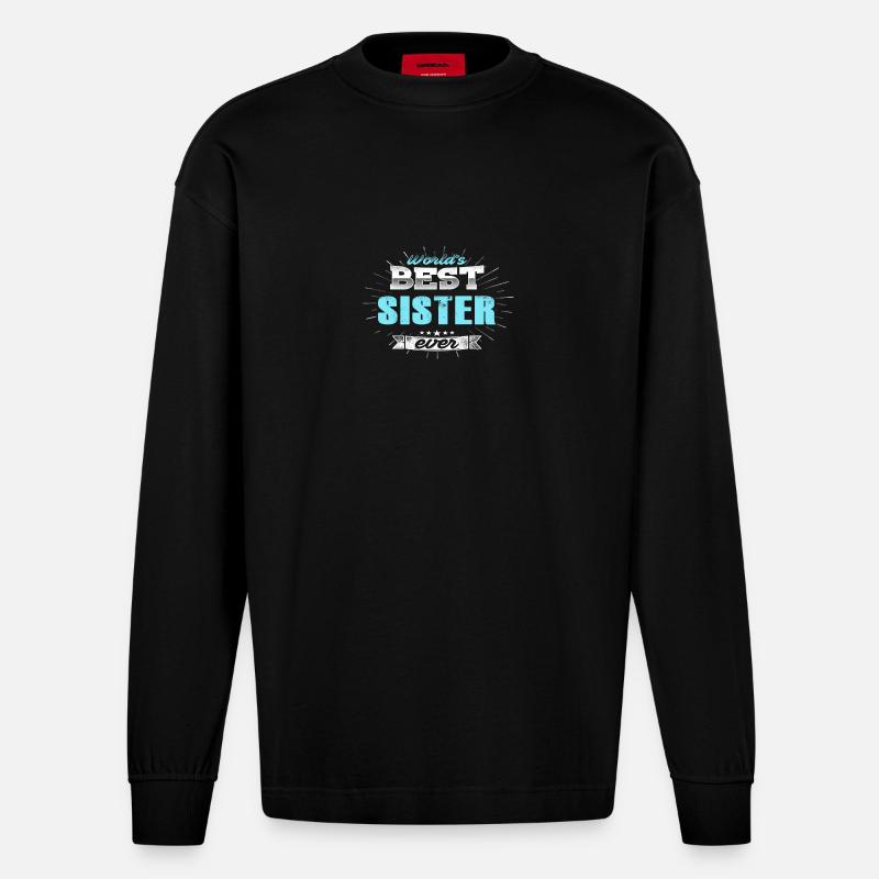 Weltbeste Schwester - Heavyweight Oversized Organic Langarmshirt Made in EU - SOLID BLACK