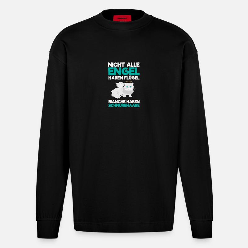 ENGEL KATZE! - Heavyweight Oversized Organic Langarmshirt Made in EU - SOLID BLACK