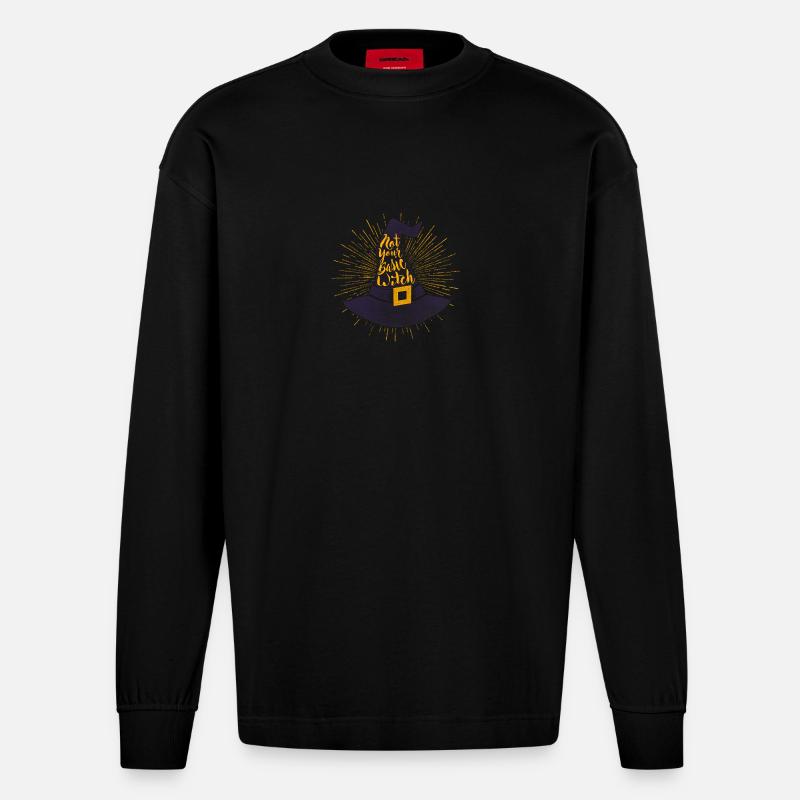 Not your basic witch / Halloween - Heavyweight Oversized Organic Langarmshirt Made in EU - SOLID BLACK