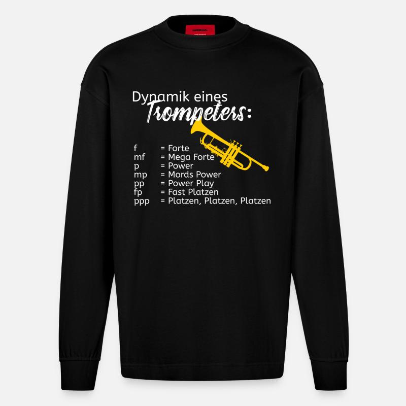 Dynamik eines Trompeters - Heavyweight Oversized Organic Langarmshirt Made in EU - SOLID BLACK