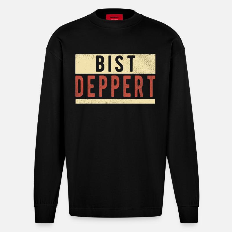 Bist Deppert - Heavyweight Oversized Organic Langarmshirt Made in EU - SOLID BLACK