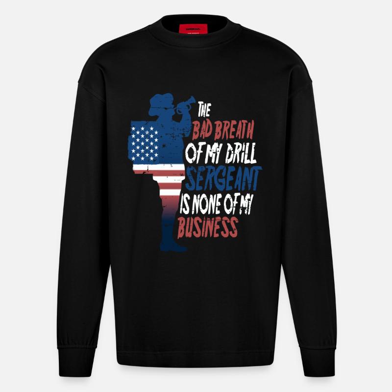 Drill Sergeant - Heavyweight Oversized Organic Langarmshirt Made in EU - SOLID BLACK