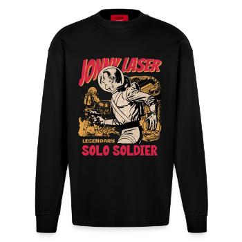 Jonny Laser Solo Soldier - Heavyweight Oversized Organic Longsleeve Shirt Made in EU - SOLID BLACK - Front