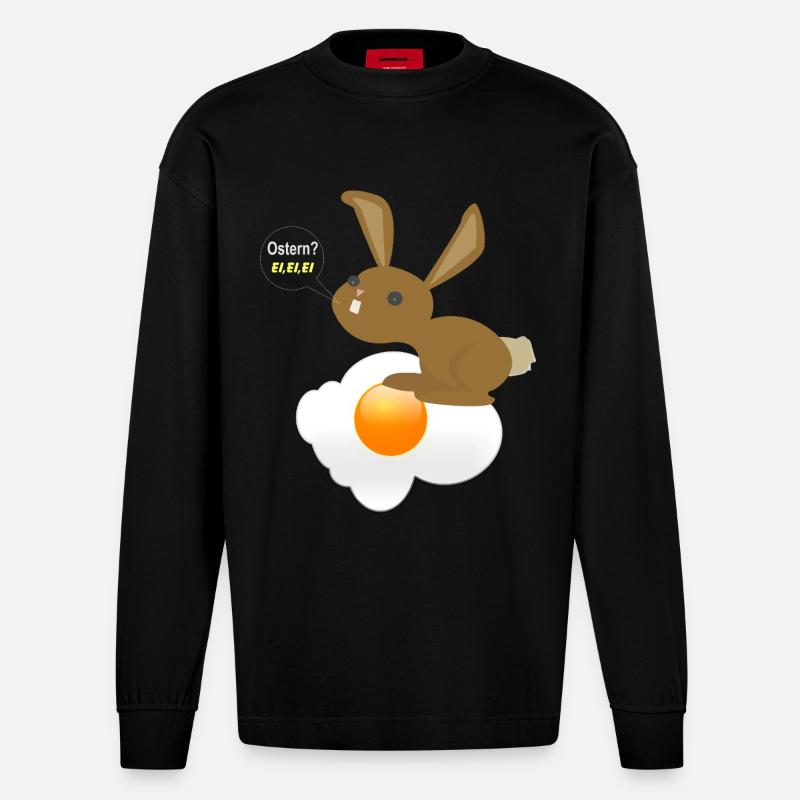 Bunny Easter Egg Egg Egg - Heavyweight Oversized Organic Longsleeve Shirt Made in EU - SOLID BLACK