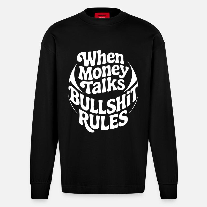 Geld spricht – klare Regeln - Heavyweight Oversized Organic Langarmshirt Made in EU - SOLID BLACK