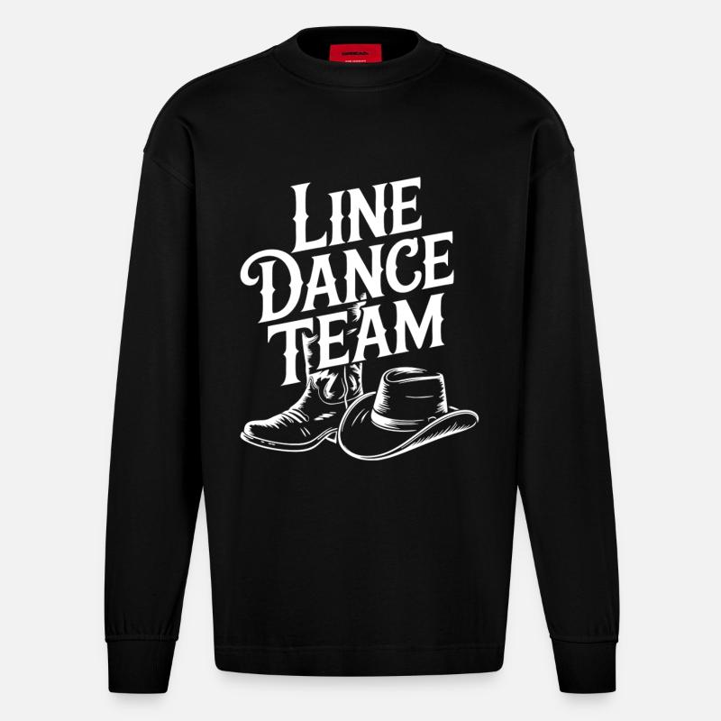 Line Dance Team Boots Hat - Heavyweight Oversized Organic Langarmshirt Made in EU - SOLID BLACK