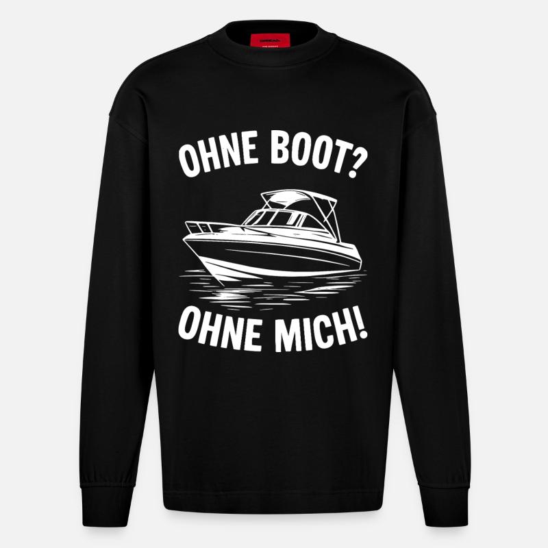 Ohne Boot? Ohne Mich! - Heavyweight Oversized Organic Langarmshirt Made in EU - SOLID BLACK