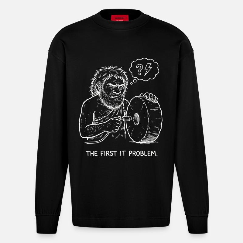 The First IT Problem - Heavyweight Oversized Organic Langarmshirt Made in EU - SOLID BLACK