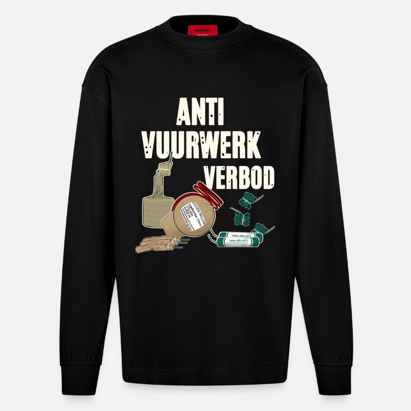 Vuurwerk Pyro - Heavyweight Oversized Organic Langarmshirt Made in EU - SOLID BLACK