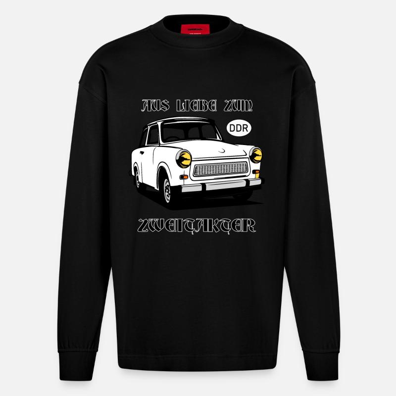  Trabi Auto - Heavyweight Oversized Organic Langarmshirt Made in EU - SOLID BLACK