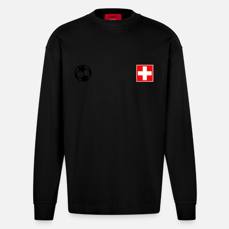 Schweiz - Heavyweight Oversized Organic Langarmshirt Made in EU - SOLID BLACK